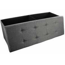 HIGHLIVING GREY LINEN FOLDING STORAGE OTTOMAN POUFFE SEAT FOOT STOOL STORAGE BOX