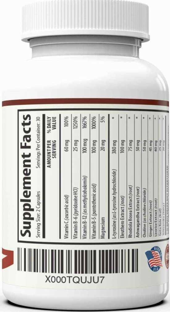 2x Adrenal Support - (Vegetarian) - A Complex Formula containing Vitamin B12, B5