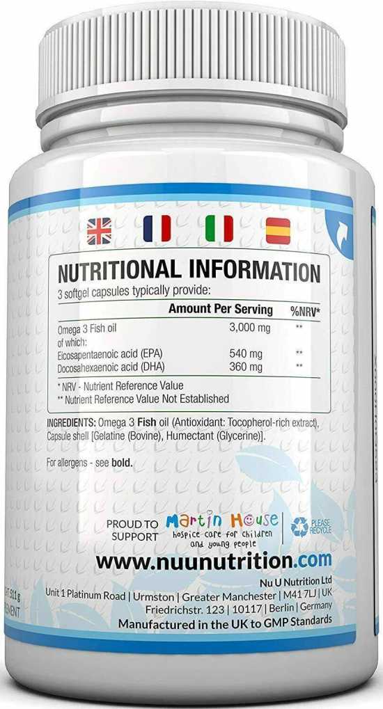 Omega 3 Fish Oil 1000mg 365 Softgels 1 Year Supply | Pure Fish Oil