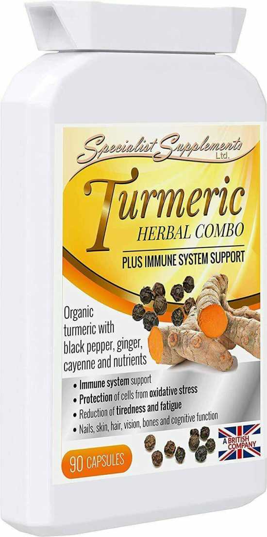 Organic Curcumin Turmeric Herbal Immune System Support 90 caps 30 days supply