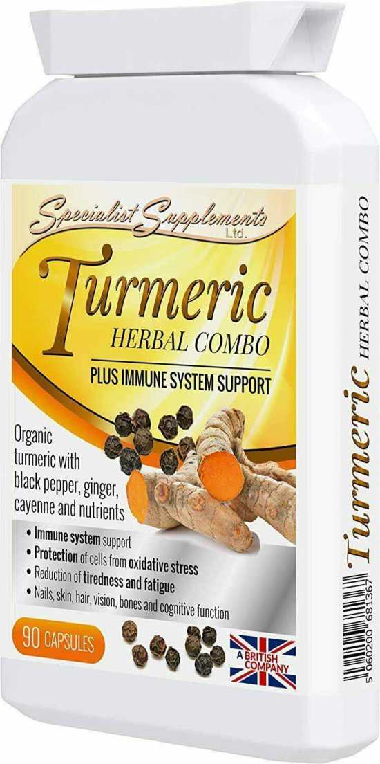 Organic Curcumin Turmeric Herbal Immune System Support 90 caps 30 days supply