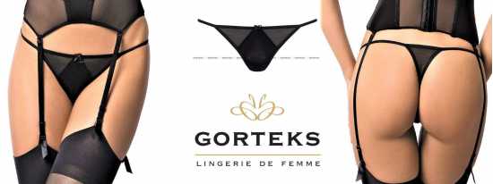 'Gorteks Lingerie' Celine Black Mini-Thong Knickers (UK Size 10)