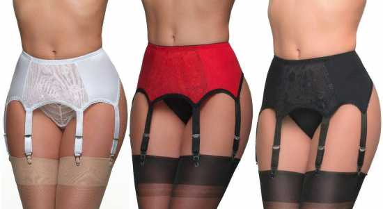 Nancies Lingerie 6 Strap Suspender / Garter Belt with Lace for Stockings (NL8)