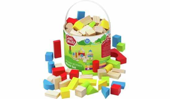 Chad Valley PlaySmart Wooden Block Set - 80 Pieces