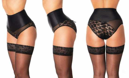 Nancies Lingerie 'Delight' High Waist Powermesh Lace Knickers with Lycra (NLbdl)