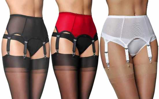 Nancies Lingerie 6 Strap Powermesh Suspender / Garter Belt for Stockings (NL61)