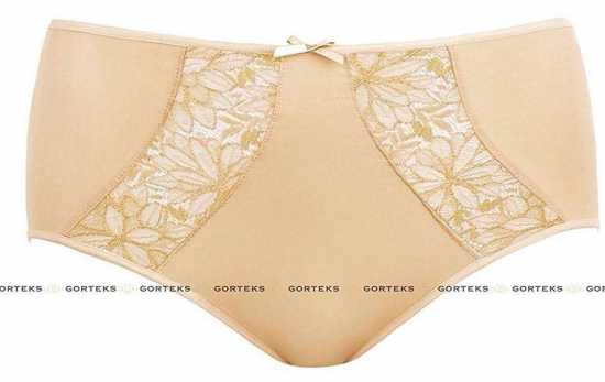 'Gorteks Lingerie' Alexis Beige High Waist Panties with Floral Detail (UK...