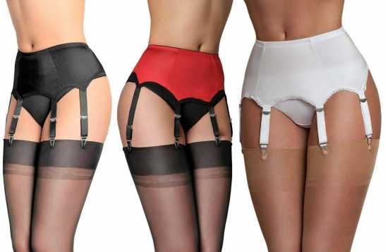 Nancies Lingerie Lycra 6 Strap Suspender / Garter Belt for Stockings (NL2)