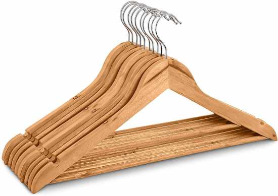 Highliving 20 Wooden Coat Hangers Suit Trouser Garments Clothes Coat Hanger...