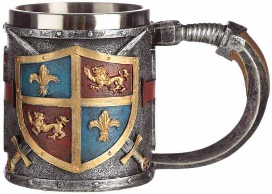 Collectable Decorative Coat of Arms Tankard Cup Tea Mug Gift Red Cross Sword