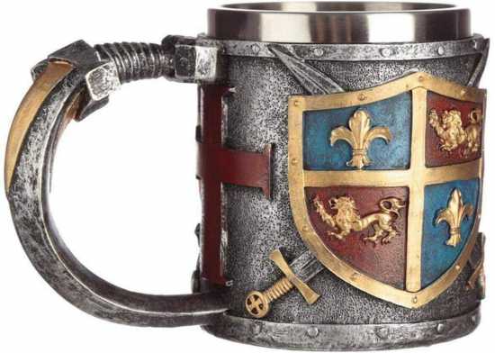 Collectable Decorative Coat of Arms Tankard Cup Tea Mug Gift Red Cross Sword