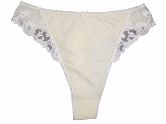 Adore Lingerie [ UK SIZE 12/14 ] 'Sunflower' Ivory Thong with Pretty...