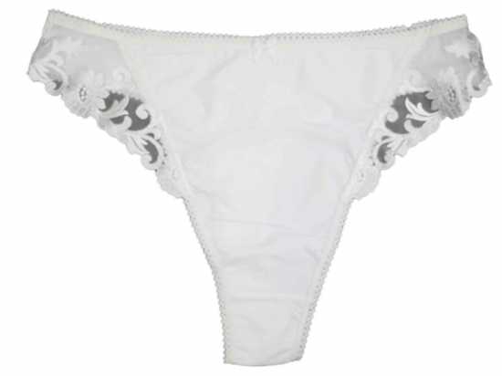 Adore Lingerie [ UK SIZE 12/14 ] 'Sunflower' White Thong with Pretty...