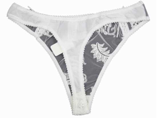 Adore Lingerie [ UK SIZE 12/14 ] 'Flirty' White Lace Detail Thong Knickers...