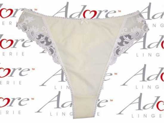 Adore Lingerie [ UK SIZE 12/14 ] 'Sunflower' Ivory Thong with Pretty...