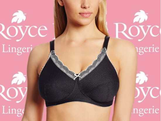 Royce Lingerie [ UK SIZE 28H ] Sadie Black Patterned Wirefree Bra (820)