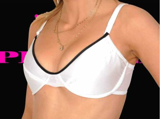 Premier Lingerie White Satin Underwired Bra with Black Trim (PLnu5)