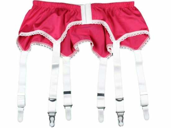 Nancies Lingerie Pink Lycra 6 Strap Suspender / Garter Belt for Stockings (NL59)