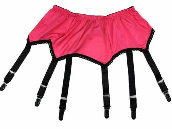 Nancies Lingerie Pink Lycra 6 Strap Suspender / Garter Belt for Stockings (NL59)