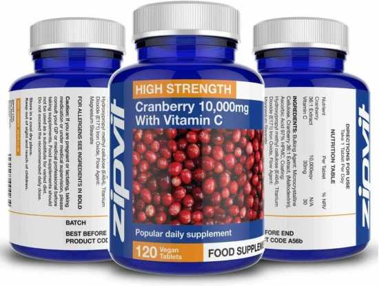 Cranberry Tablets 10000mg with Vitamin C, 120 Vegan Tablets. 4 Months Supply.