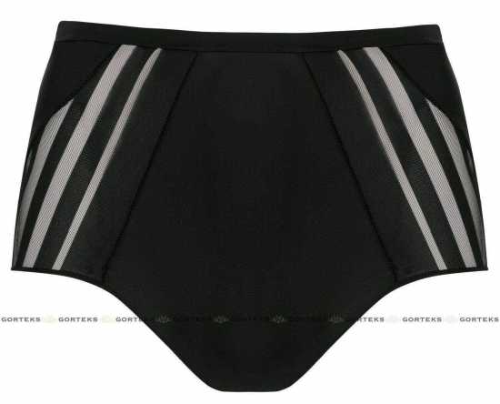 'Gorteks Lingerie' Luna Black High Waist Sheer Brief Knickers (UK Sizes 10 - 22)