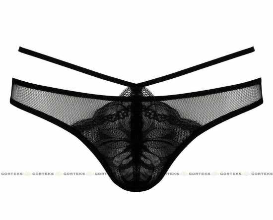 'Gorteks Lingerie' Charlize Black Floral Lace Brief Knickers (UK Sizes 10 - 22)