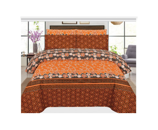 King Size Multi Color Printed Bed Sheet (98"x95") + 2 Pillow Case (19"x29")