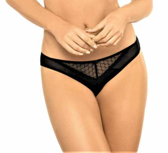 'Gorteks Lingerie' Adele Ladies Black Lace Brief Knickers ( UK Sizes 10 - 22 )