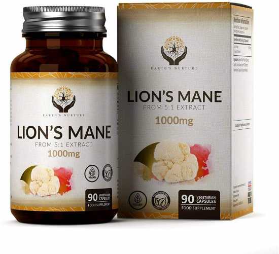 Earth's Lions Mane Mushroom (LMM) Capsules || 5X Concentrated 5:1 Extract 1000mg