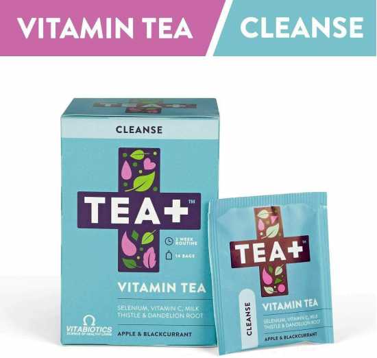 TEA+ (Tea Plus) Cleanse Vitamin Tea - Green Herbal Tea Bags with Selenium