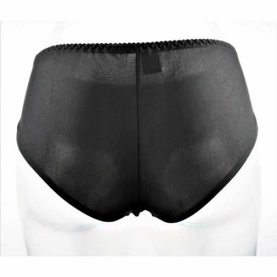 Kostar Lingerie Black Lycra Brief Knickers with Pretty Lace Detail Trim (421)