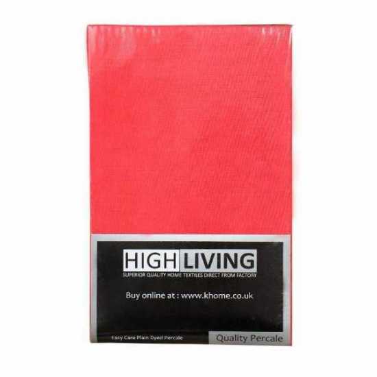 Highliving FITTED SHEETS PERCALE PLAIN DYED LUXURY COMBED NON IRON SINGLE...