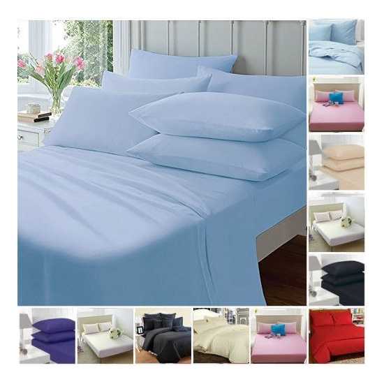 Highliving FITTED SHEETS PERCALE PLAIN DYED LUXURY COMBED NON IRON SINGLE...