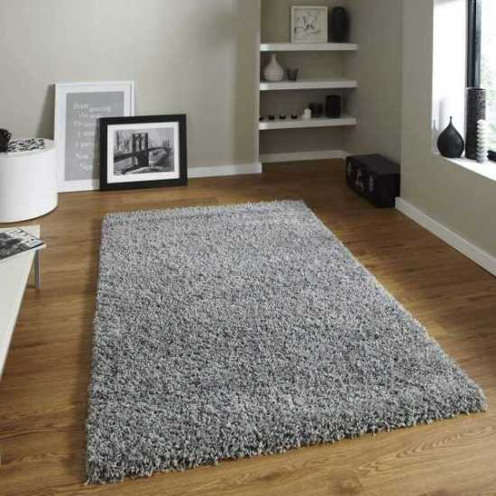 Soft Shaggy 5cm Thick Area Rug 170x120cm Silver/Light Grey