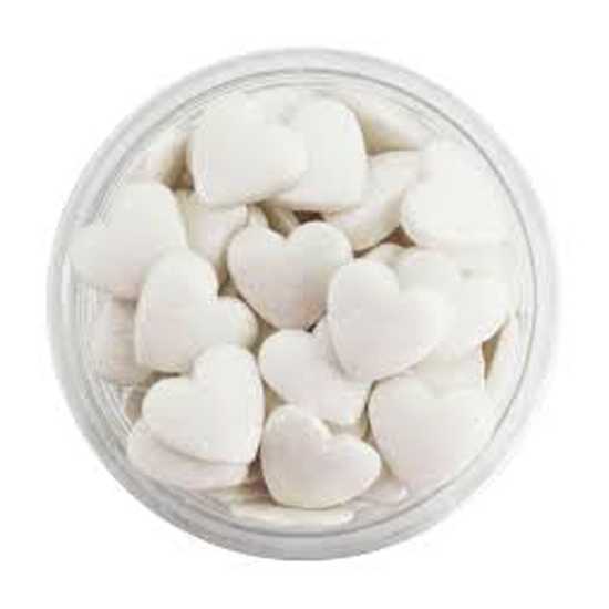 Edible White Heart shape cake sprinkles for sale in 3 sizes product by...