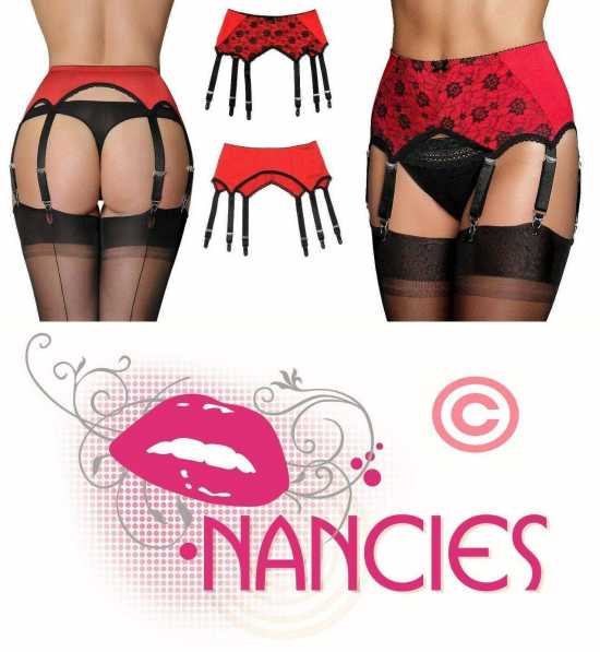 Nancies Lingerie Red Lace 6 Strap 'Pull On' Suspender / Garter Belt  (NLpul6)