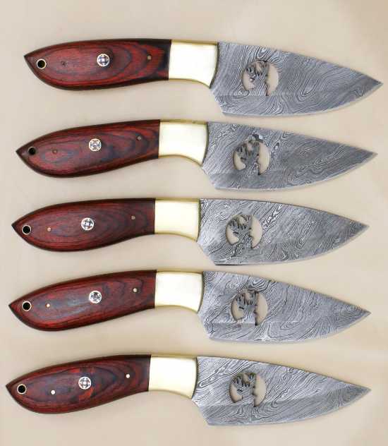 Pack of 5 Custom Handmade Stag design Dollar wood  Bowie Knife Hunting...