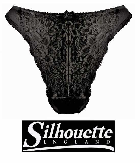 Silhouette Lingerie ‘Paysanne Collection’ Black Floral Lace Thong Style...