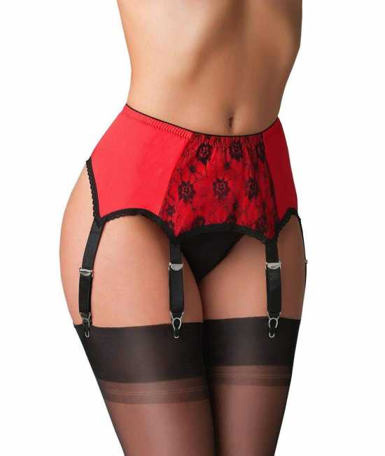 Nancies Lingerie Lace 6 Strap Suspender / Garter Belt for Stockings (NL60)