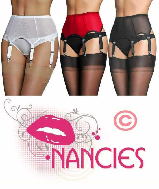 Nancies Lingerie 6 Strap Powermesh Suspender / Garter Belt for Stockings (NL61)