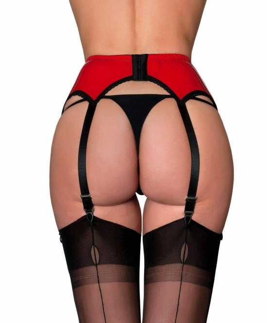 Nancies Lingerie Erotic 6 Strap PVC Suspender / Garter Belt for Stockings (NL53)