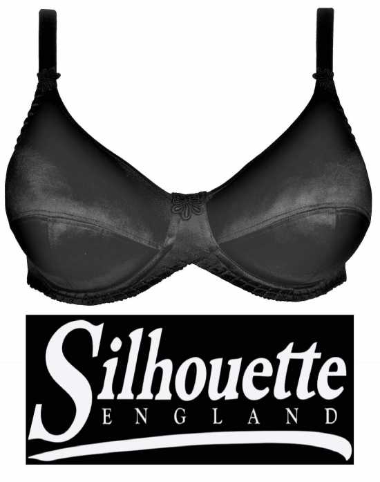 Silhouette Lingerie ‘Sirena Collection’ Black Satin Underwired Full Cup Bra...