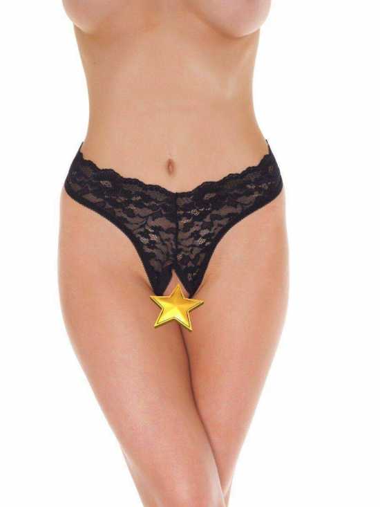 'Amorable' Rimba Lingerie Sexy Black Lace Open Front G-String Knickers (R1250)