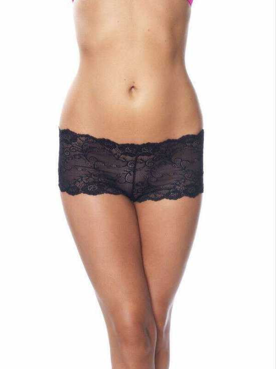 'Amorable' by Rimba Lingerie Sexy Black Stretch Lace Hotpants Boyshorts (R1325)