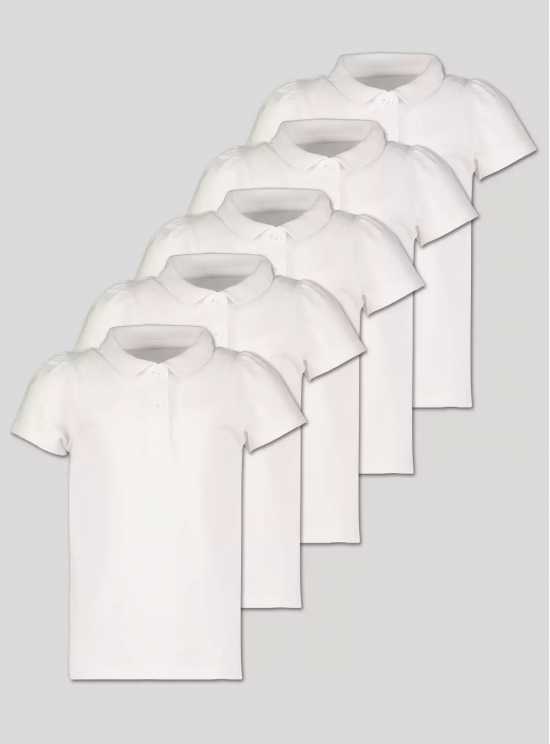 White Polo Shirts 5 Pack - 5 years