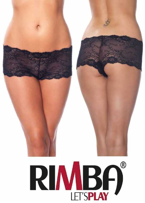 'Amorable' by Rimba Lingerie Sexy Black Stretch Lace Hotpants Boyshorts (R1325)