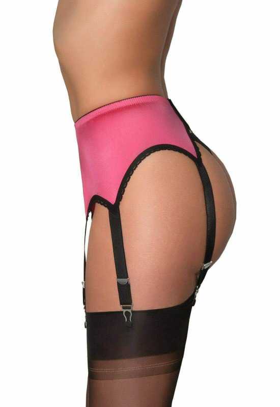 Nancies Lingerie Pink Lycra 6 Strap Suspender / Garter Belt for Stockings (NL59)