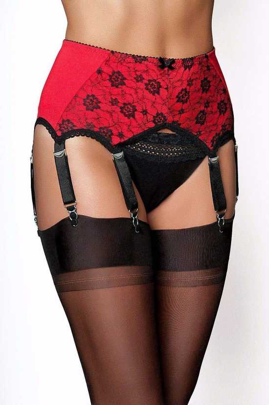 Nancies Lingerie Red Lace 6 Strap 'Pull On' Suspender / Garter Belt  (NLpul6)