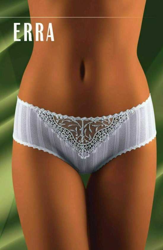 'Wolbar Lingerie' Erra Ladies White Lace Briefs with Embroidery ( UK Size 12 )