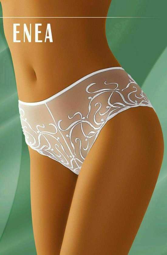 'Wolbar Lingerie' Enea Ladies White Sheer Lace Briefs ( UK Size 12 )